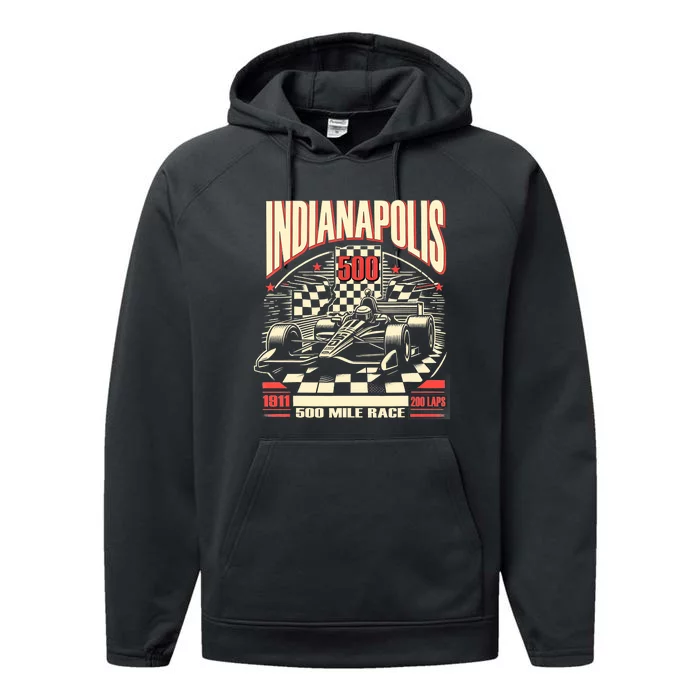 Indianapolis Indiana State 500 Race Car Formula Racing Car Performance Fleece Hoodie