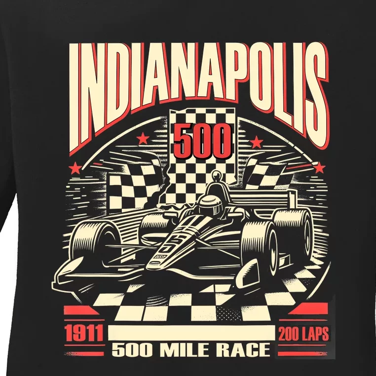 Indianapolis Indiana State 500 Race Car Formula Racing Car Ladies Long Sleeve Shirt