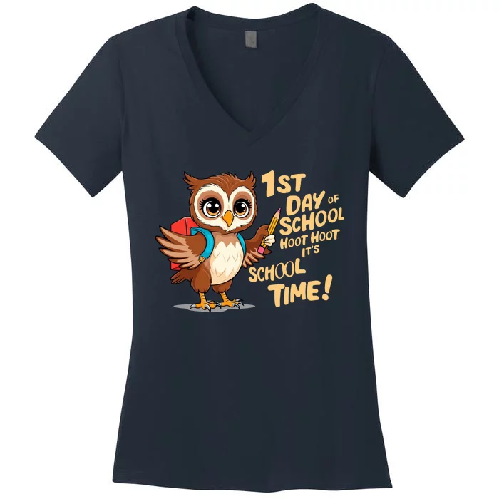 It Is School Time Funny First Day Of School Gift Women's V-Neck T-Shirt