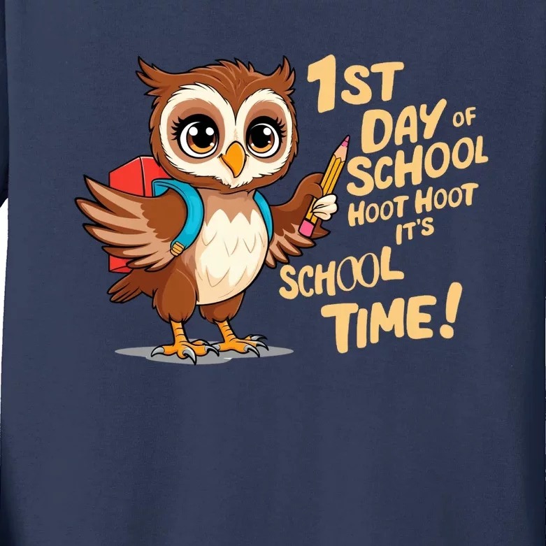 It Is School Time Funny First Day Of School Gift Kids Long Sleeve Shirt