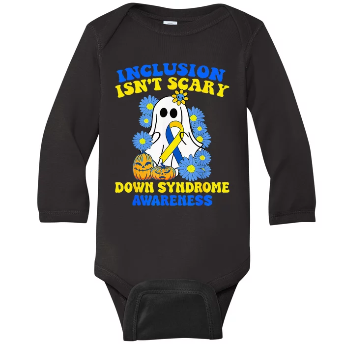 Inclusion Isnt Scary Halloween Ghost Down Syndrome Awareness Baby Long Sleeve Bodysuit