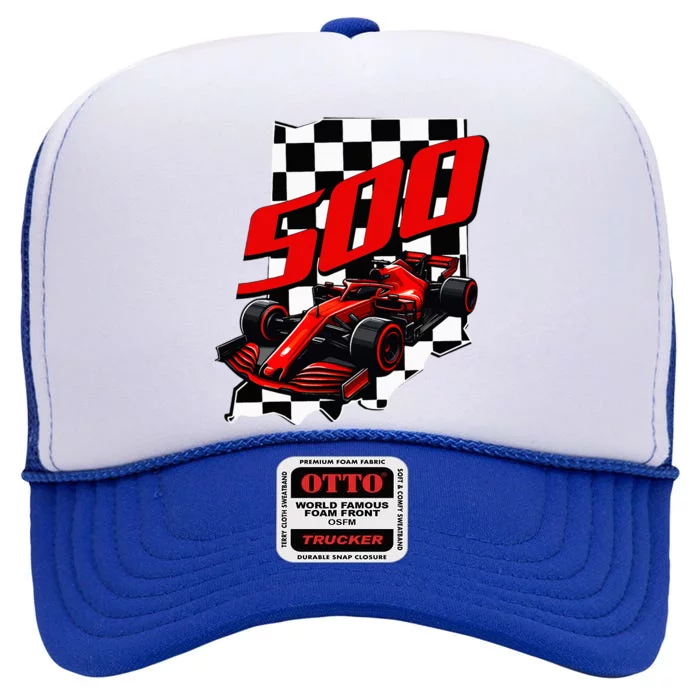 Indianapolis Indiana State 500 Race Car High Crown Mesh Trucker Hat