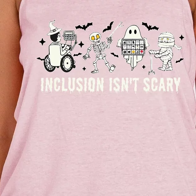 Inclusion IsnT Scary Slp Halloween Sped Teacher Women's Knotted Racerback Tank