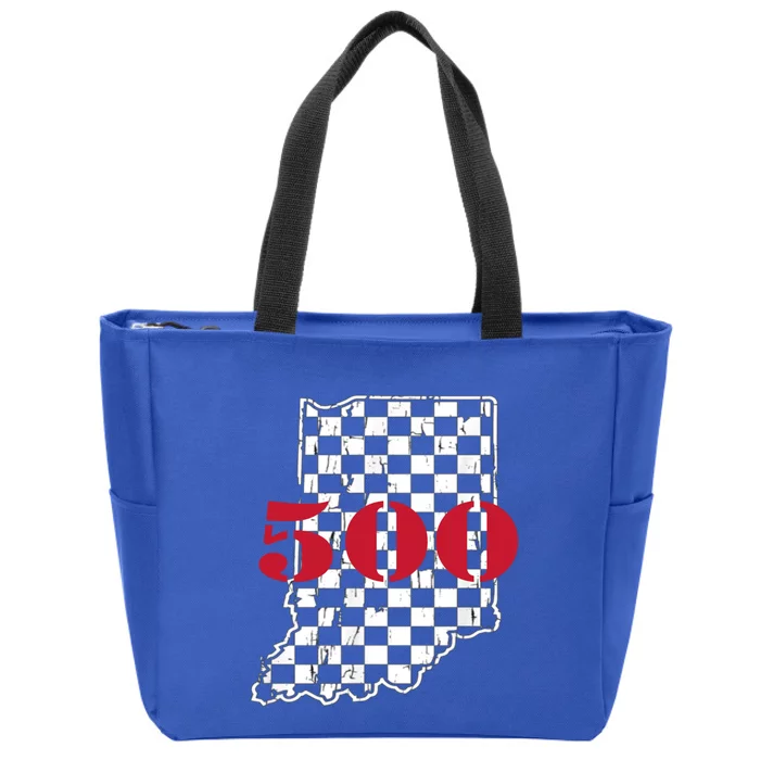 Indianapolis Indiana State 500 Race Car Distressed Flag Gift Zip Tote Bag