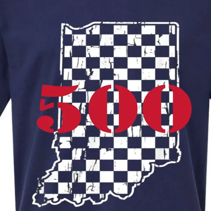 Indianapolis Indiana State 500 Race Car Distressed Flag Gift Sueded Cloud Jersey T-Shirt