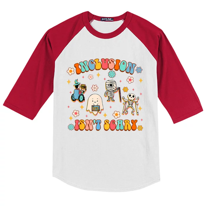 Inclusion IsnT Scary Slp Halloween Sped Teacher Kids Colorblock Raglan Jersey