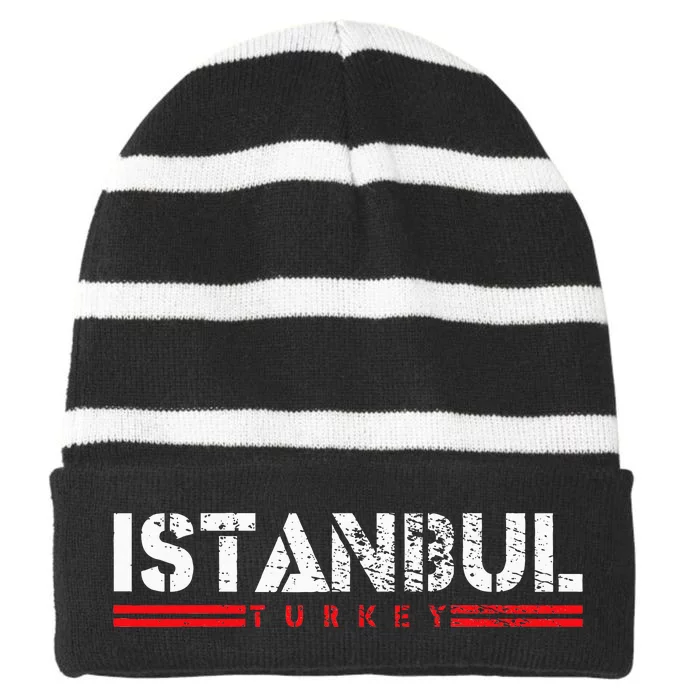 Istanbul Striped Beanie with Solid Band