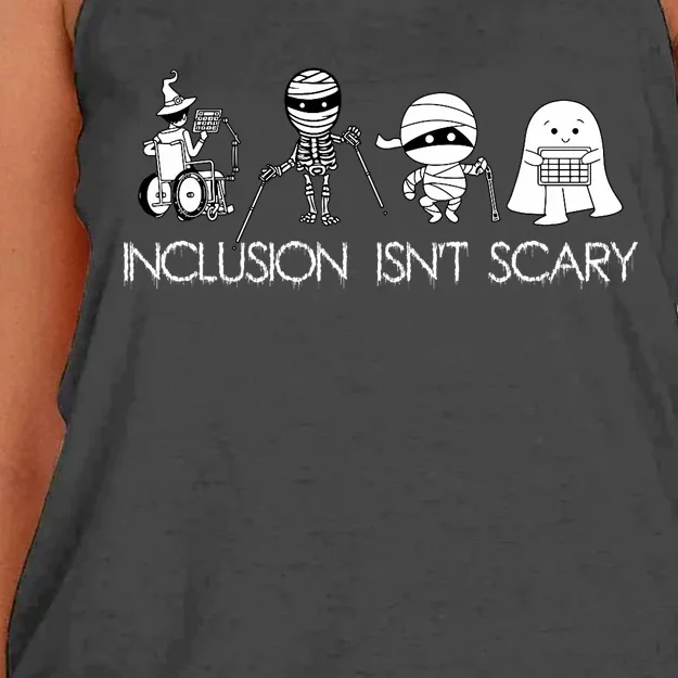 Inclusion IsnT Scary Slp Halloween Sped Teacher Ghost Mummy Women's Knotted Racerback Tank