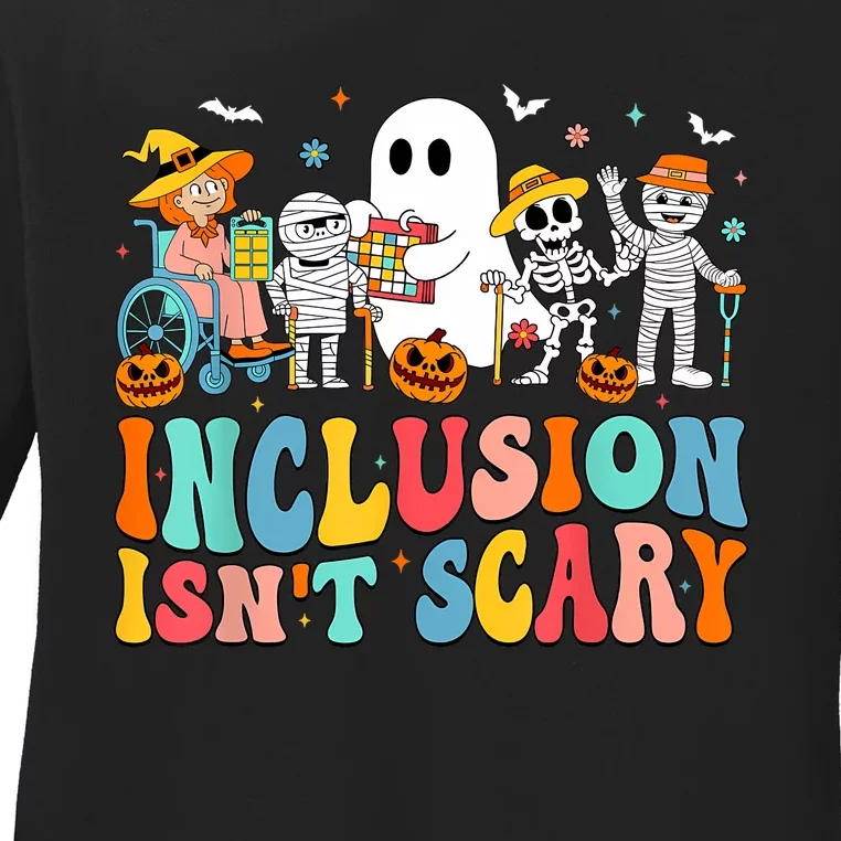 Inclusion IsnT Scary Slp Halloween Sped Teacher Ghost Mummy Ladies Long Sleeve Shirt