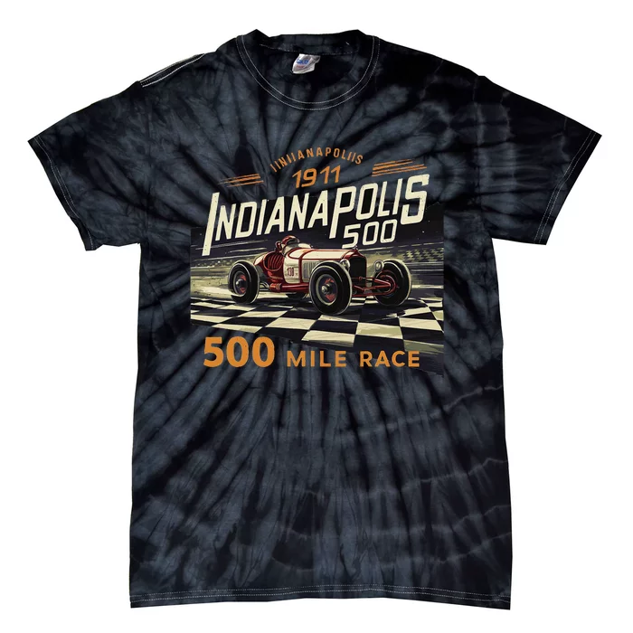 Indianapolis Indiana State 500 Race Car Formula Racing Car Tie-Dye T-Shirt