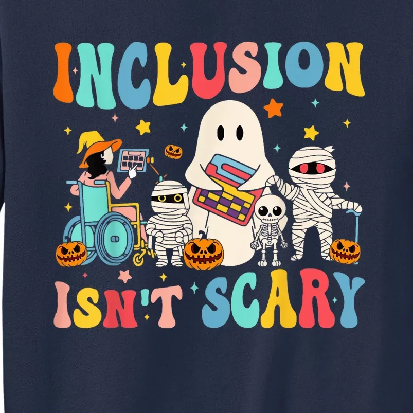 Inclusion IsnT Scary Teacher Skeleton Ghost Cute Halloween Sweatshirt