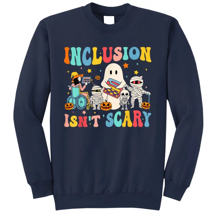 Inclusion IsnT Scary Teacher Skeleton Ghost Cute Halloween Sweatshirt