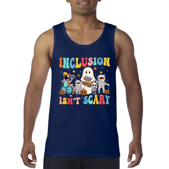 Inclusion IsnT Scary Teacher Skeleton Ghost Cute Halloween Tank Top