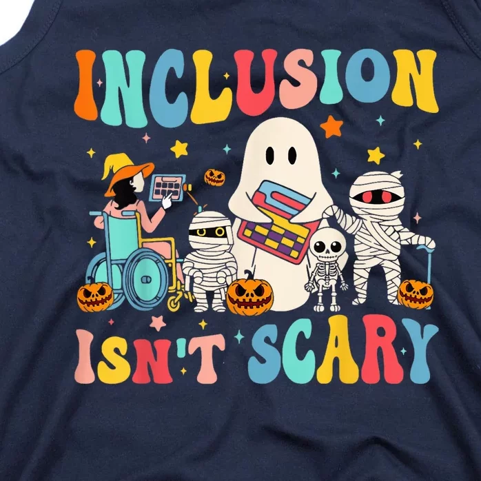 Inclusion IsnT Scary Teacher Skeleton Ghost Cute Halloween Tank Top