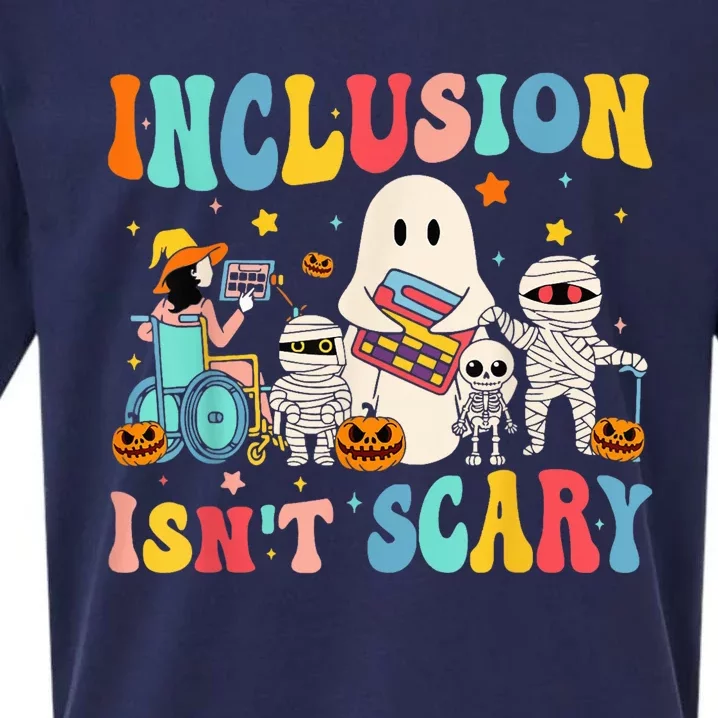 Inclusion IsnT Scary Teacher Skeleton Ghost Cute Halloween Sueded Cloud Jersey T-Shirt