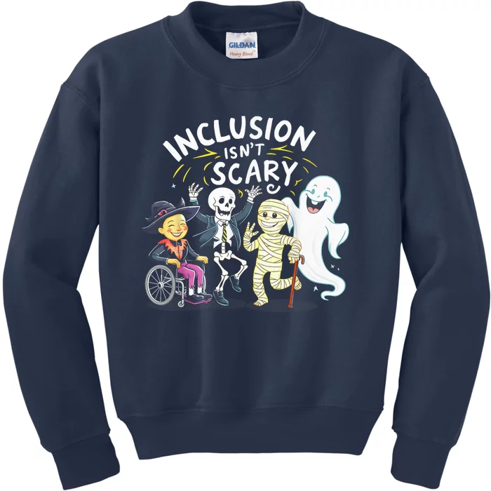 Inclusion IsnT Scary Teacher Skeleton Ghost Cute Halloweeninclusion IsnT Scary Kids Sweatshirt