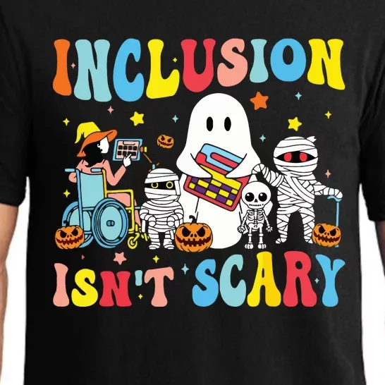 Inclusion IsnT Scary Teacher Skeleton Ghost Cute Halloween Pajama Set