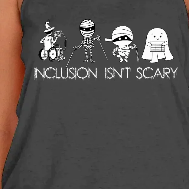 Inclusion IsnT Scary Slp Halloween Sped Teacher Ghost Mummy Women's Knotted Racerback Tank