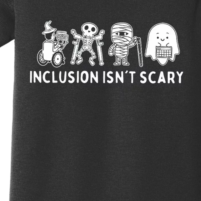 Inclusion IsnT Scary Teacher Skeleton Ghost Cute Halloween Baby Bodysuit