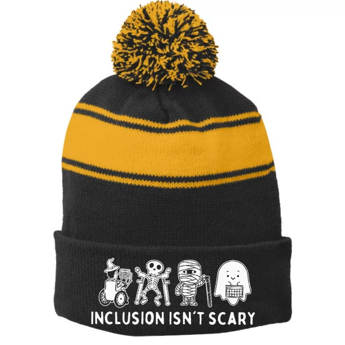 Inclusion IsnT Scary Teacher Skeleton Ghost Stripe Pom Pom Beanie