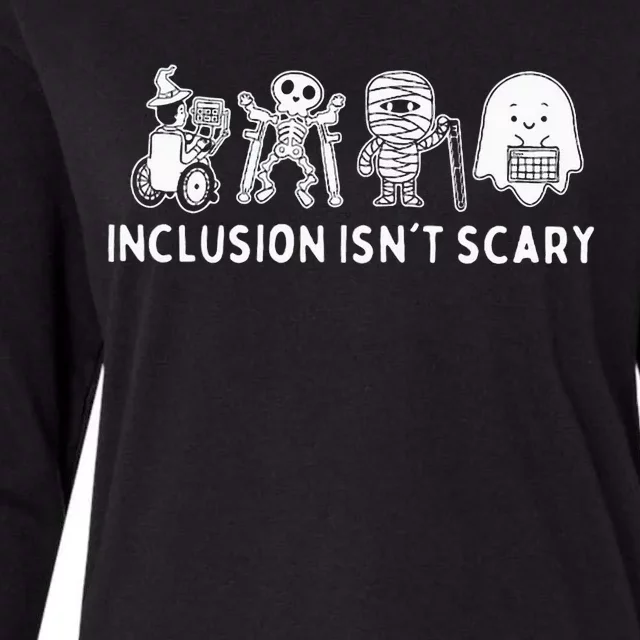 Inclusion IsnT Scary Teacher Skeleton Ghost Womens Cotton Relaxed Long Sleeve T-Shirt