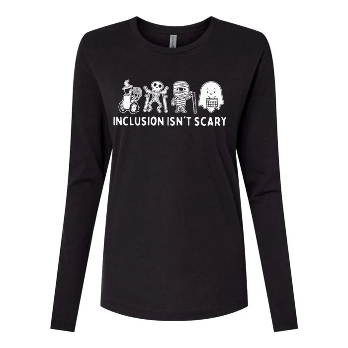 Inclusion IsnT Scary Teacher Skeleton Ghost Womens Cotton Relaxed Long Sleeve T-Shirt