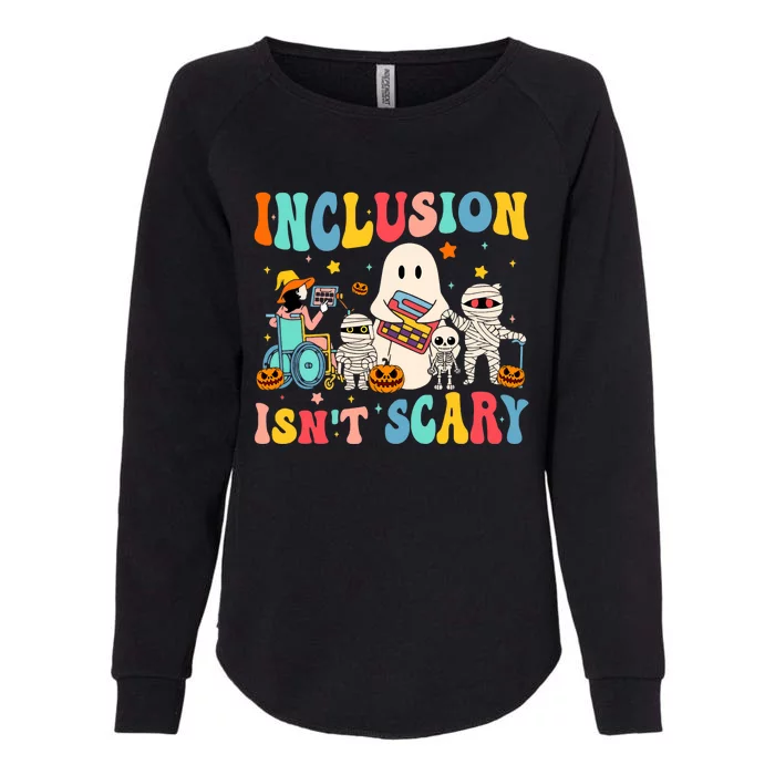 Inclusion IsnT Scary Teacher Skeleton Ghost Cute Halloween Womens California Wash Sweatshirt