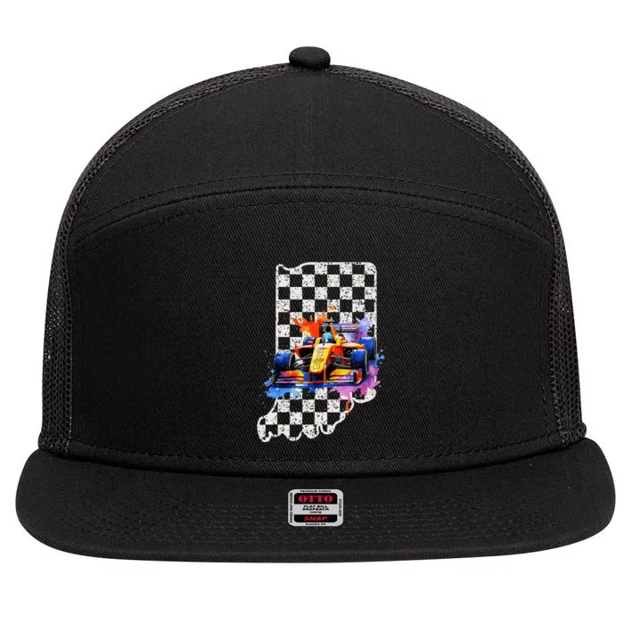 Indianapolis Indiana State 500 Race Car Formula Racing Car 7 Panel Mesh Trucker Snapback Hat