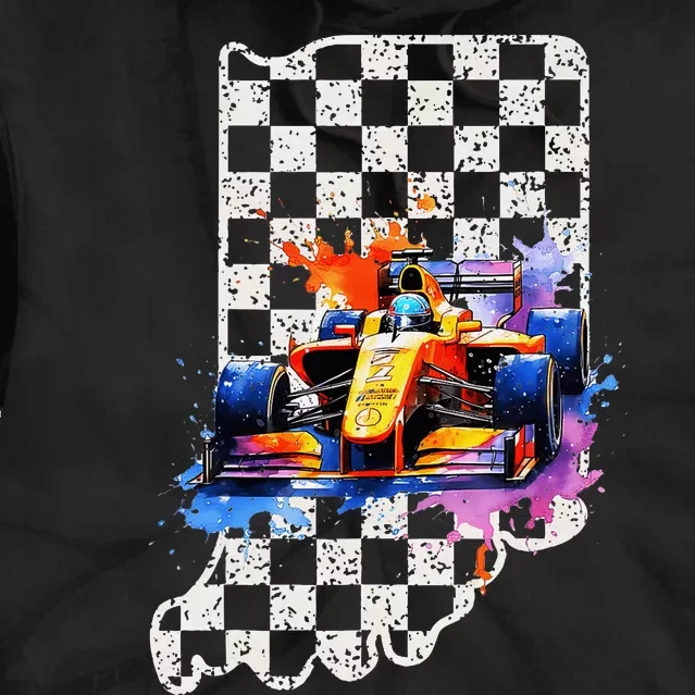 Indianapolis Indiana State 500 Race Car Formula Racing Car Tie Dye Hoodie