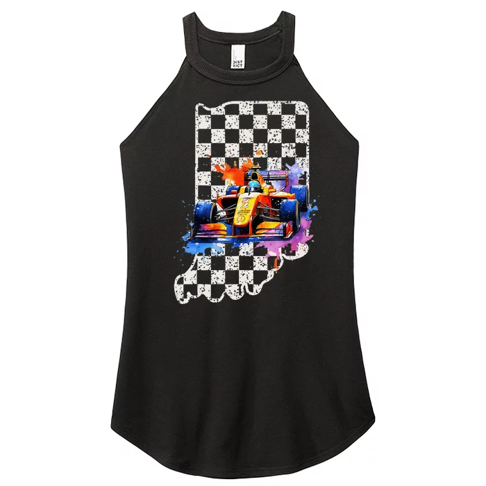 Indianapolis Indiana State 500 Race Car Formula Racing Car Women’s Perfect Tri Rocker Tank