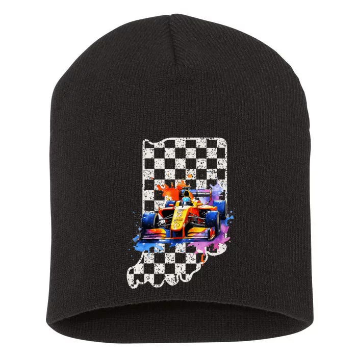 Indianapolis Indiana State 500 Race Car Formula Racing Car Short Acrylic Beanie