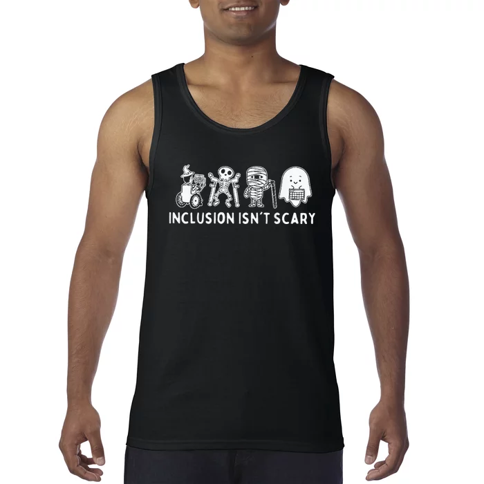 Inclusion IsnT Scary Teacher Skeleton Ghost Cute Tank Top