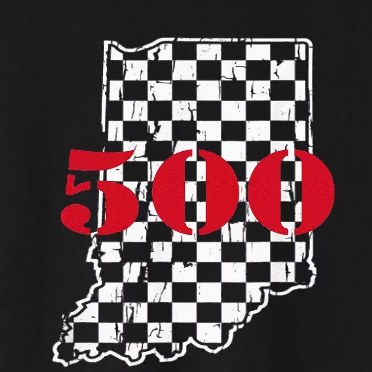 Indianapolis Indiana State 500 Race Car Distressed flag Women's Crop Top Tee