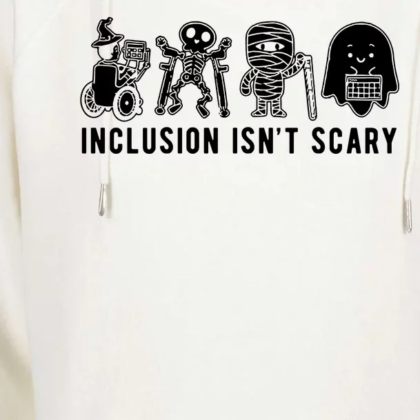 Inclusion Isnt Scary Teacher Skeleton Ghost Cute Halloween Womens Funnel Neck Pullover Hood