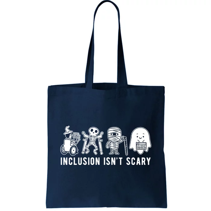 Inclusion Isnt Scary Teacher Skeleton Ghost Cute Halloween Tote Bag