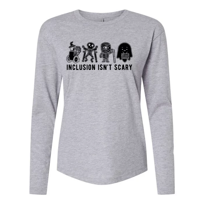 Inclusion Isnt Scary Teacher Skeleton Ghost Cute Halloween Womens Cotton Relaxed Long Sleeve T-Shirt