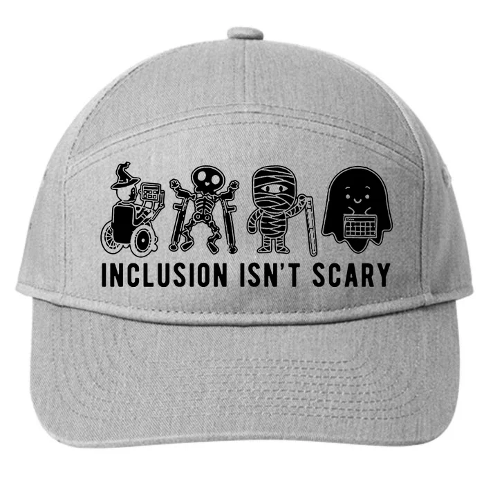 Inclusion Isnt Scary Teacher Skeleton Ghost Cute Halloween 7-Panel Snapback Hat