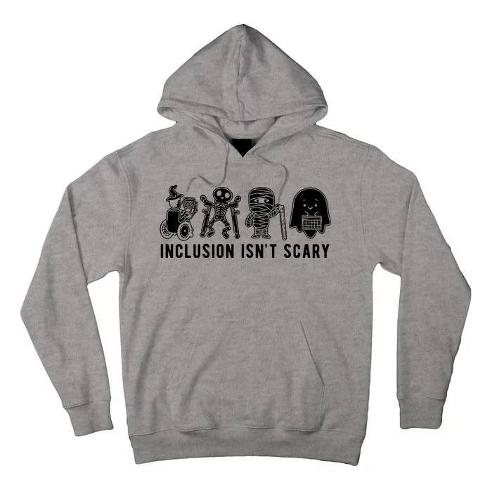 Inclusion Isnt Scary Teacher Skeleton Ghost Cute Halloween Tall Hoodie