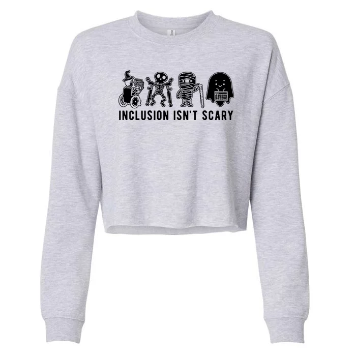 Inclusion Isnt Scary Teacher Skeleton Ghost Cute Halloween Cropped Pullover Crew