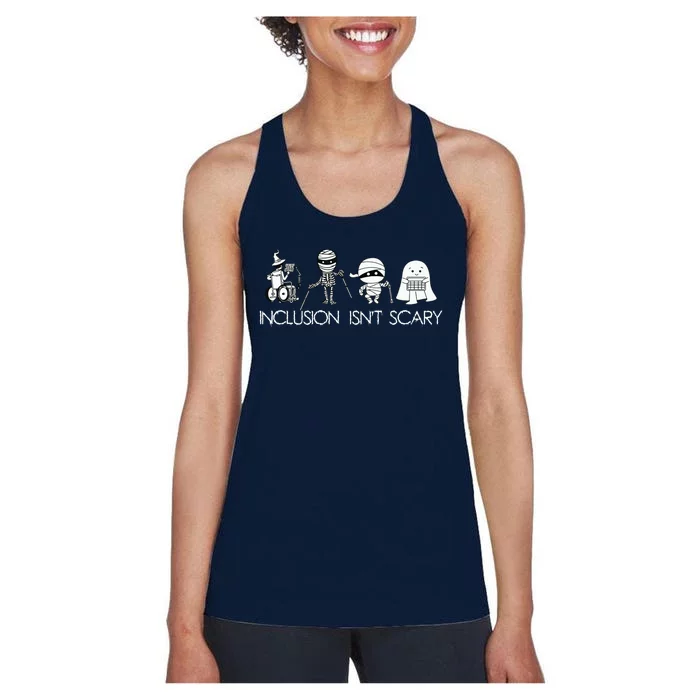 Inclusion Isnt Scary Slp Halloween Sped Teacher Ghost Mummy Women's Racerback Tank