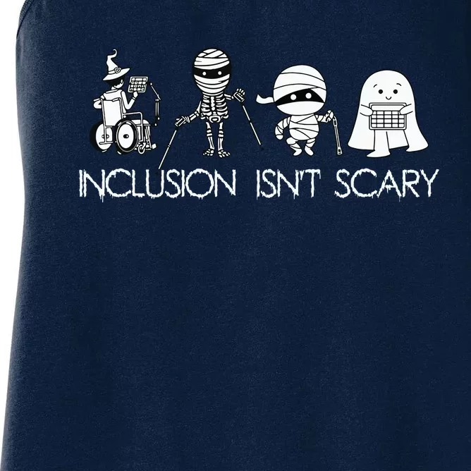 Inclusion Isnt Scary Slp Halloween Sped Teacher Ghost Mummy Women's Racerback Tank