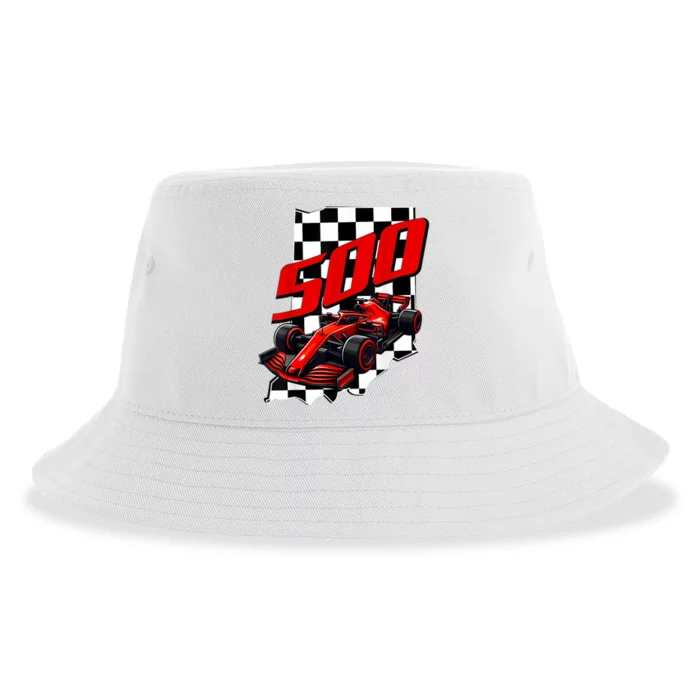 Indianapolis Indiana State 500 Race Car Formula Racing Car Gift Sustainable Bucket Hat