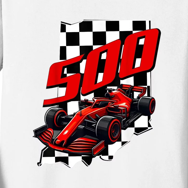 Indianapolis Indiana State 500 Race Car Formula Racing Car Gift Kids Long Sleeve Shirt