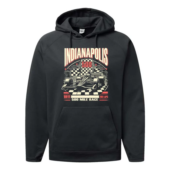 Indianapolis Indiana State 500 Race Car Formula Racing Car Performance Fleece Hoodie