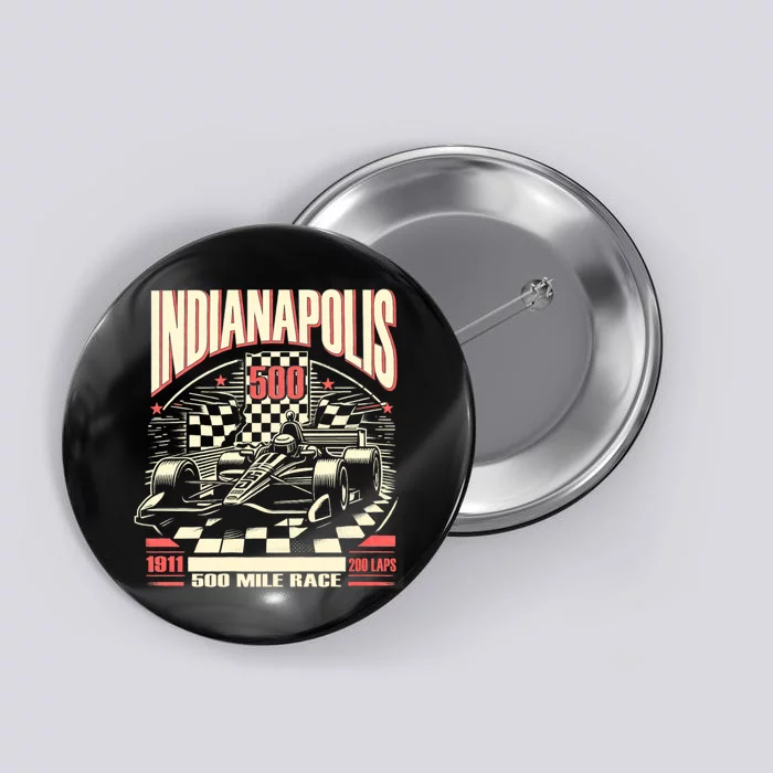 Indianapolis Indiana State 500 Race Car Formula Racing Car Button