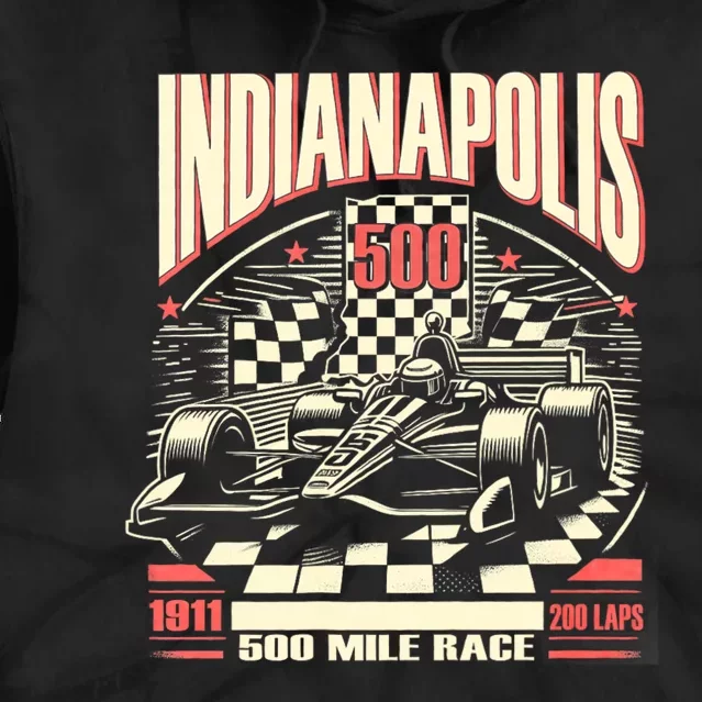 Indianapolis Indiana State 500 Race Car Formula Racing Car Tie Dye Hoodie