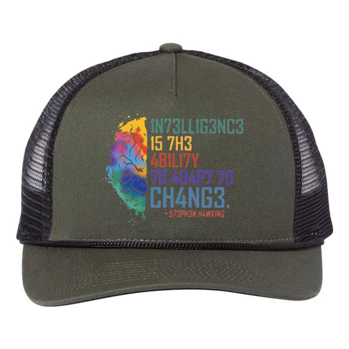 Intelligence Is The Ability To Adapt To Change Retro Rope Trucker Hat Cap