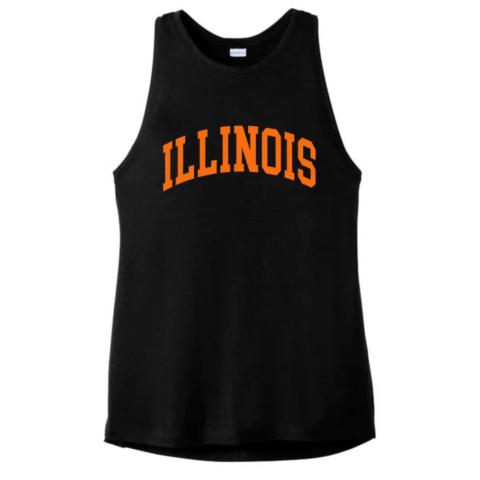 Illinois Il Throwback Design Classic Ladies Tri-Blend Wicking Tank