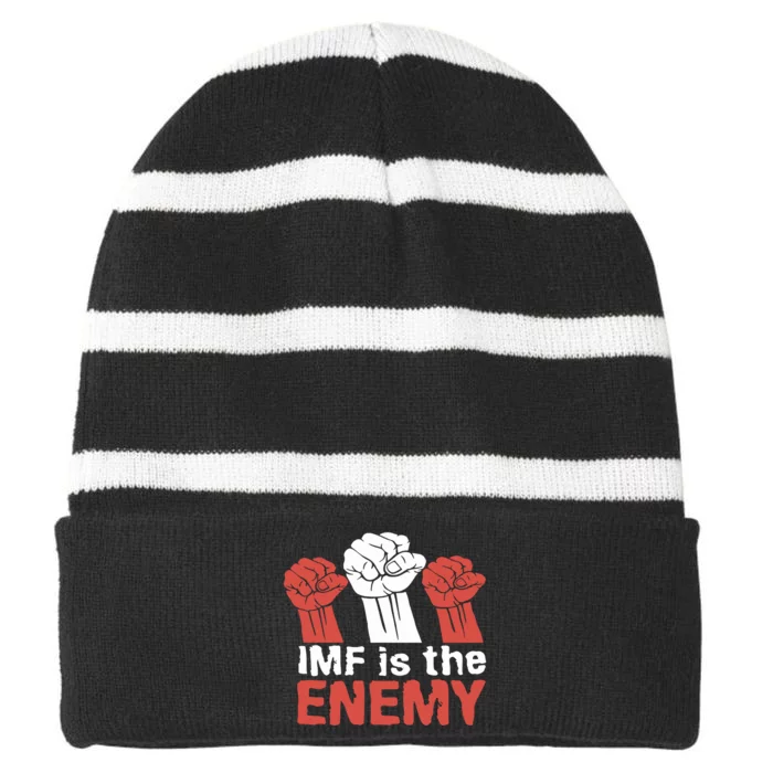 Imf Is The Enemy Striped Beanie with Solid Band