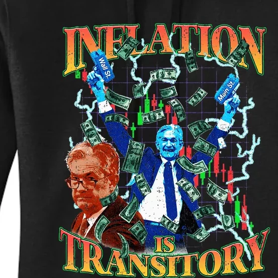 Inflation Is Transitory  90s Bootleg Merch Style JPOW Women's Pullover Hoodie